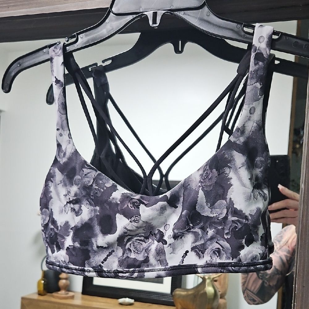 Lululemon Athletica Black Floral Sports Bra